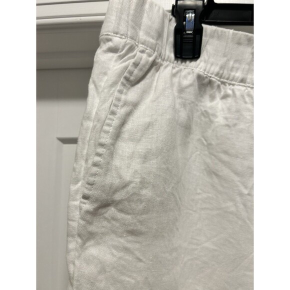 J. Jill Women's Pants Size XL White 100% Linen Wide Leg Cropped Length Pockets - Picture 4 of 6